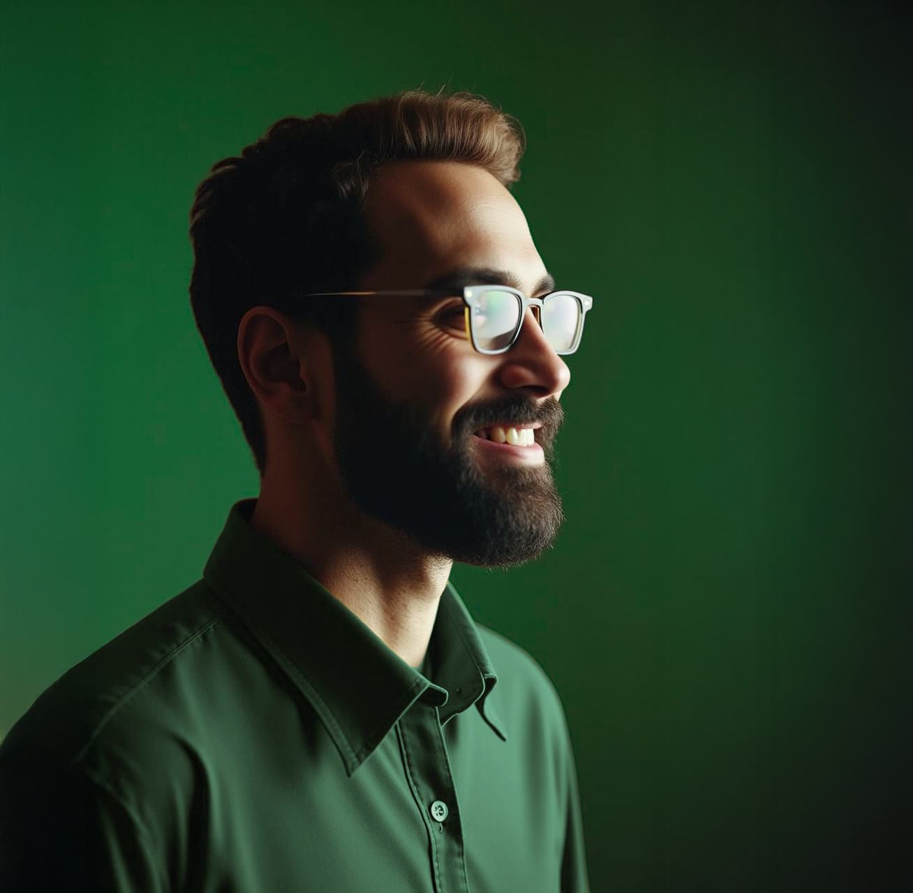 Perfil com fundo verde
