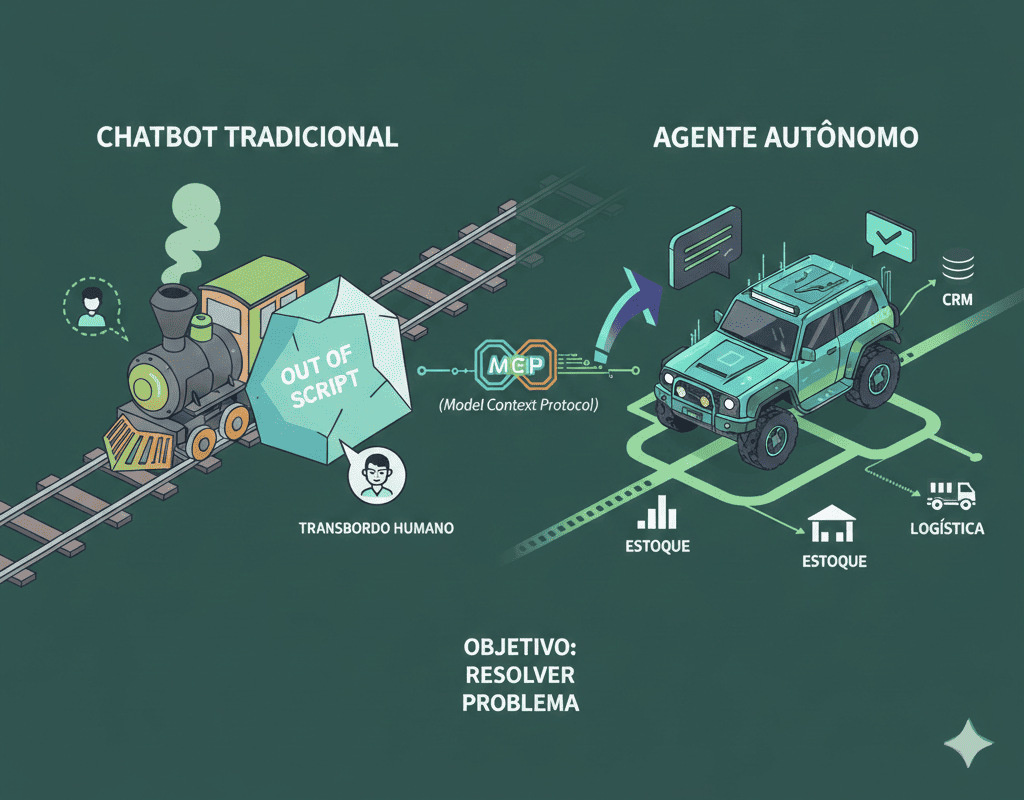 O fim dos fluxos rígidos: por que Agentes Autônomos vão substituir chatbots em 2026
